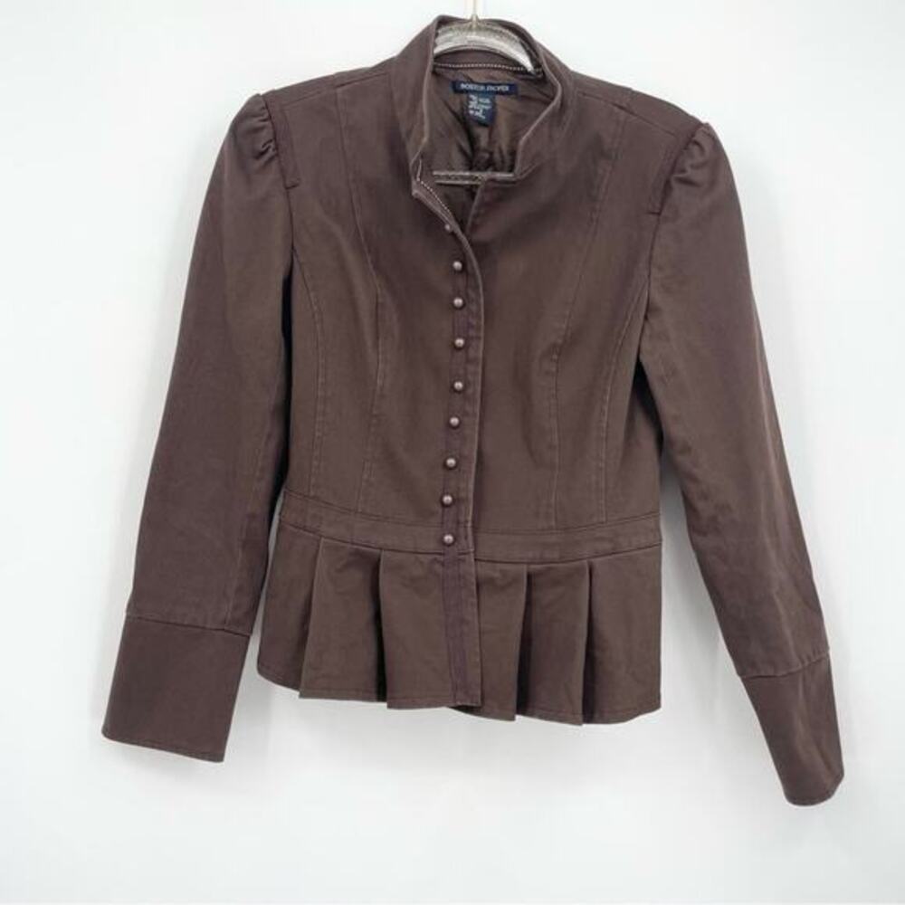 Boston Proper Brown Blazer Peplum Pleated Size‎ 8